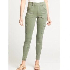 Spanx Stretch Twill Ankle Cargo Jogger Pants Soft Sage Women's Sz Medium P EUC
